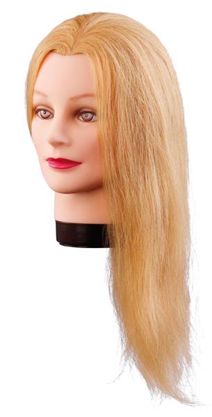 Fodrász Babafej 40cm világos szőke hajjal Lilly Germany7000833 + tartó 100% Human