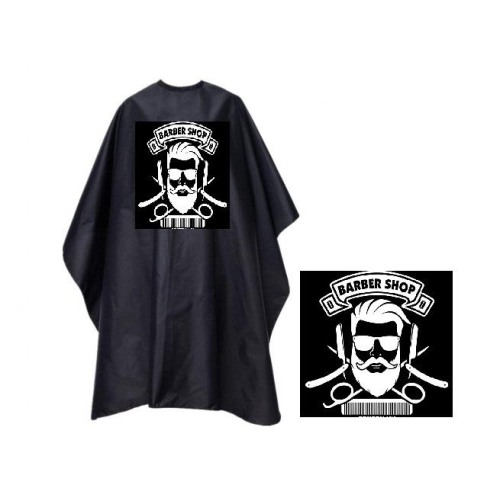 Fodrász beterítő hajvágó kendő Barber logóval 115×135cm - fekete