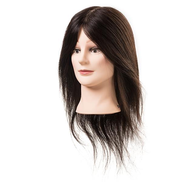 Fodrász Babafej 45-50cm fekete emberi hajból Barcelona OR04904 + tartóval -100% EMBERI HAJ!