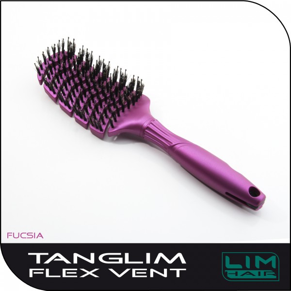 Flexibilis rugalmas nagyméretű hajkefe vaddisznó sörtével BIG LIM Tanglim FLEX VENT Fucsia