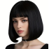 Paróka szintetikus műhajból 30cm fekete bob1 fazon egyenes haj és fufru