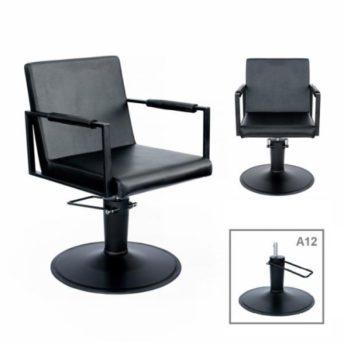 Fekete Fodrász hajvágószék Jhon Black A12 kör talpal