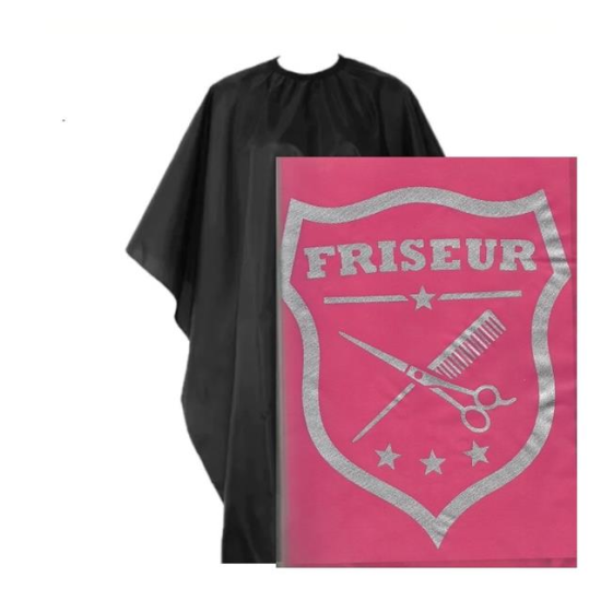 Fodrász beterítő hajvágó kendő pink színben 115×135cm Friseur logóval Fodrász beterítő hajvágó kendő pink színben 115×135cm Friseur logóval