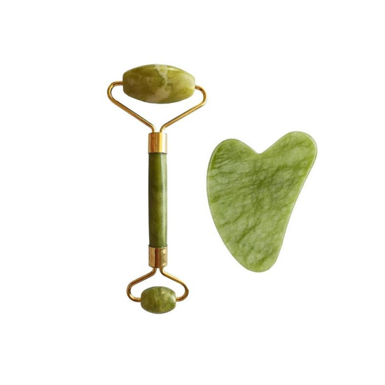 Arcmasszírozó roller és gua sha szett – zöld jade - Lewer811791 Arcmasszírozó roller és gua sha szett – zöld jade - Lewer811791