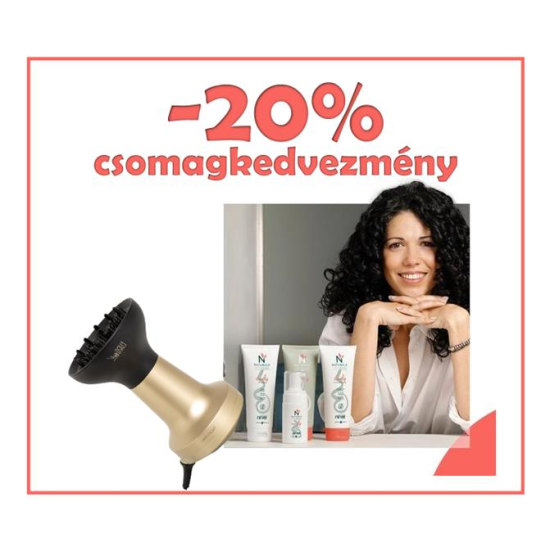 Nirvel Naturals Curly hajgöndörítő hajápoló csomag 2000W -os diffúzor hajszárítóval