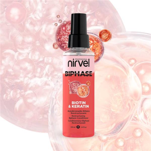 Nirvel Bi Phase Biotin & Keratin - kétfázisú kondícionáló hidratáló kifésülő spray töredezett hajra