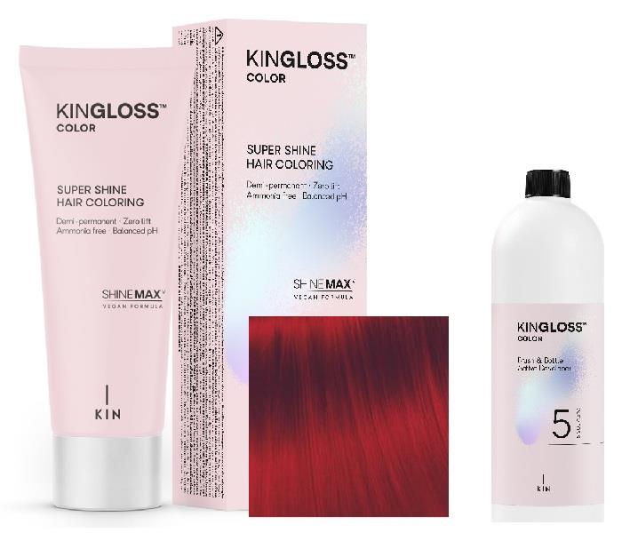 Kingloss Color Ammóniamentes VEGÁN hajszínező szett oxival - 06.66 Intenzív Piros