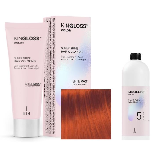 Kingloss Color Ammóniamentes VEGÁN hajszínező szett - 07.44 - Intenzív Réz