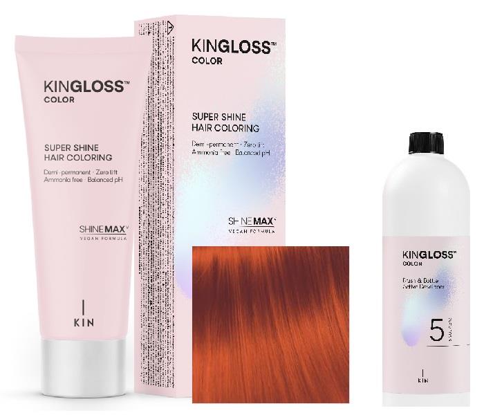 Kingloss Color Ammóniamentes VEGÁN hajszínező szett oxival - 07.44 Intenzív Réz