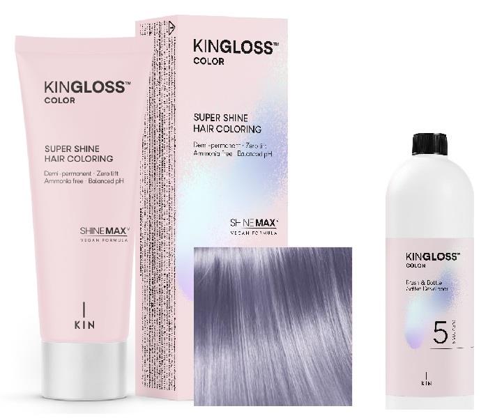 Kingloss Color Ammóniamentes VEGÁN hajszínező szett oxival - 09.2 Irizáló hamvas világos szürke