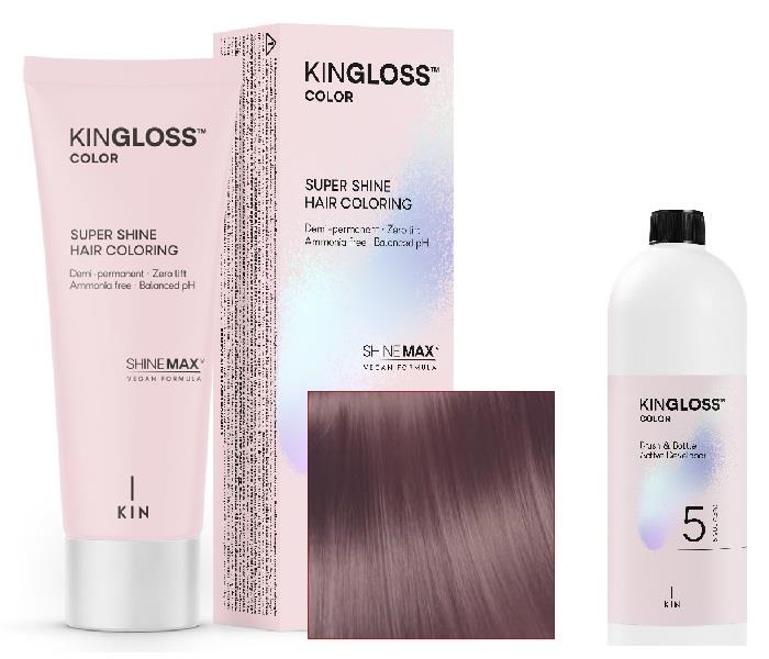 Kingloss Color Ammóniamentes VEGÁN hajszínező szett oxival - 09.37 Világos violás arany szőke