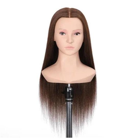 .Fodrász babafej vállakkal 55-60cm világos barna kevert hajjal