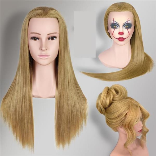 .Fodrász vállas babafej íves vállakkal 60-65cm protein alapú szintetikus világos szőke hajjal