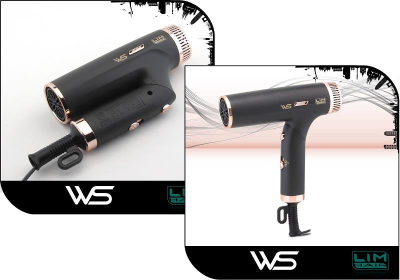 Professzionális MINI utazó hajszárító LIM-HAIR WS Fekete - Rózsa arany 1200W