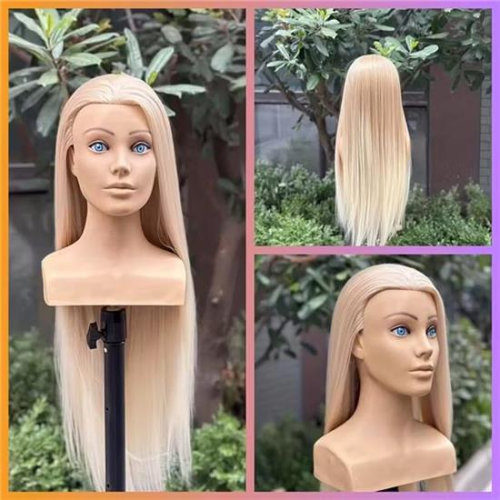 .Fodrász vállas babafej egyenes vállakkal 70cm proteines szintetikus szőke hajjal TCS-56138690989