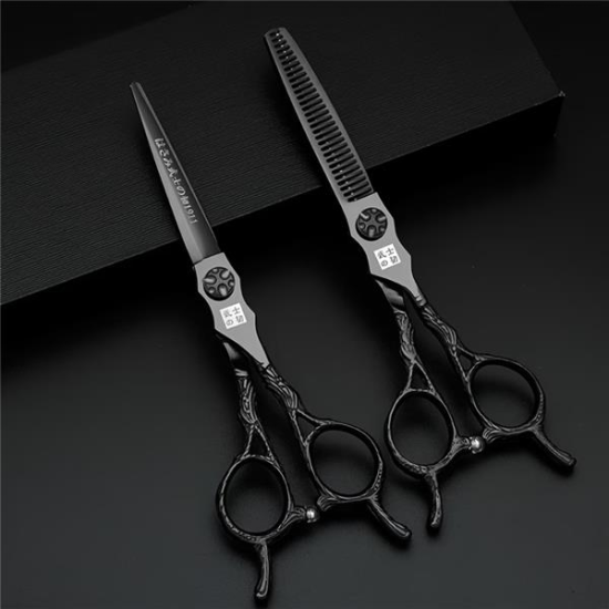 Hajvágó és Ritkító olló -Szett- 6.0 Samurai Black 440C Siccors