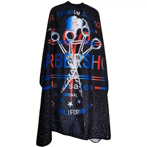 Fodrász beterítő hajvágó kendő fekete - színes Barber1 mintával