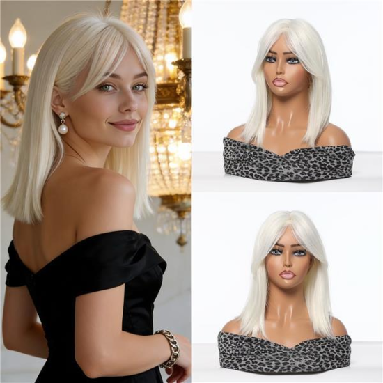 Paróka szintetikus műhajból 35cm fehér szőke egyenes haj Paróka szintetikus műhajból 35cm fehér szőke egyenes haj